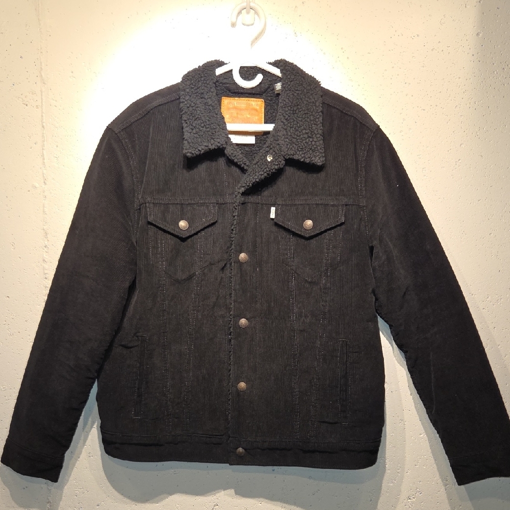 Levi's Black Sherpa-Lined Corduroy Men's Jacket (Large)